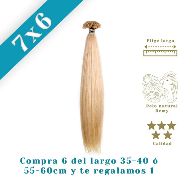 Promoção extensões cabelo liso de queratina de 35-40 ou 55-60: Compre 6 e oferecemos 1