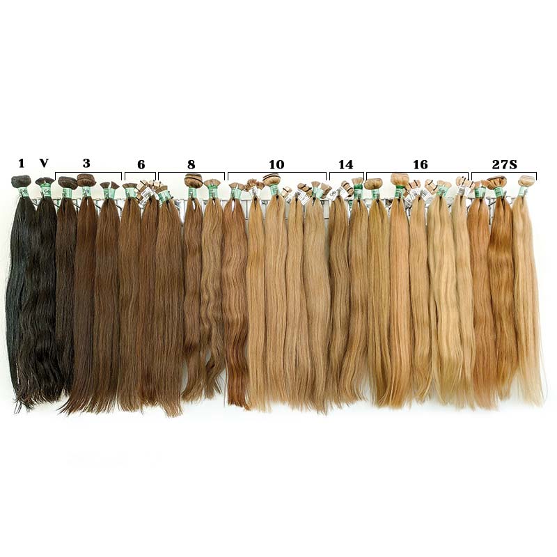 Foto em amostra colorida dos tons escuros e castanhos do cabelo asiático