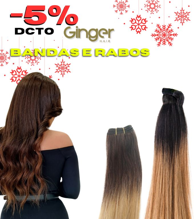 -5% de desconto em cortinas e rabos-de-cavalo para cabelo ruivo