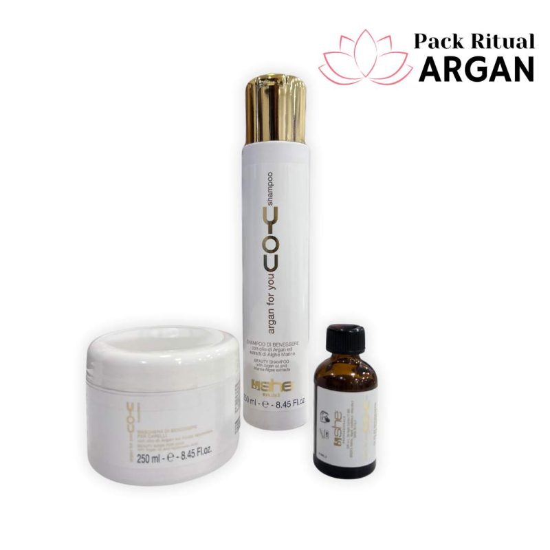 Pack mini ritual de Argán champú mascarilla y aceite de argán